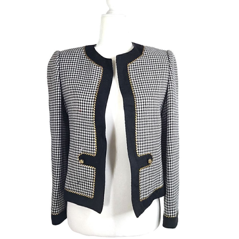 Vintage Fair Lady Black White Gold Houndstooth Gold Buttons
